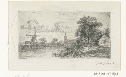 Landscape with mill and church