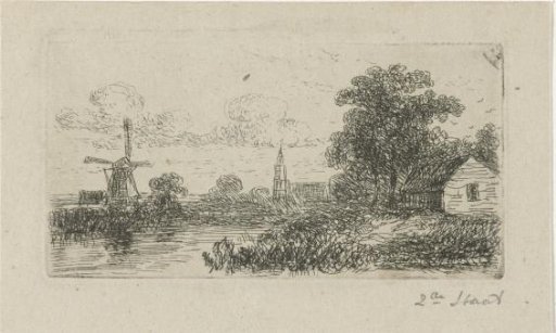 Landscape with mill and church