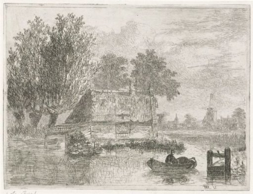Man with a cask in a boat
