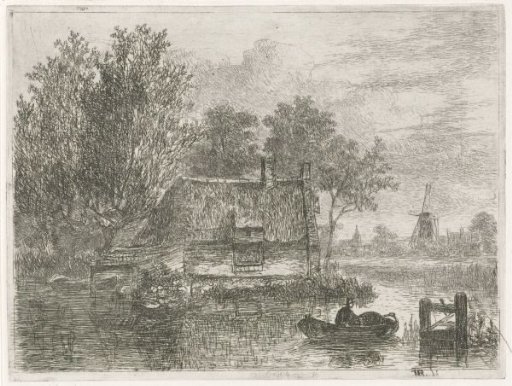 Man with a cask in a boat