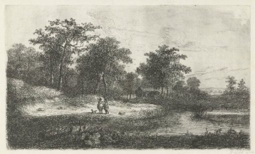 Two hunters at a pond