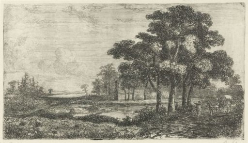 Wooded Landscape with a Covered Wagon