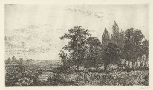 Man and Woman by a Stream at the Edge of the Woods