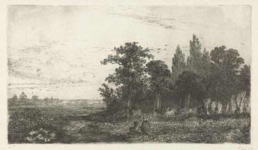 Man and Woman by a Stream at the Edge of the Woods