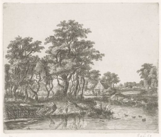 River landscape with a fisherman