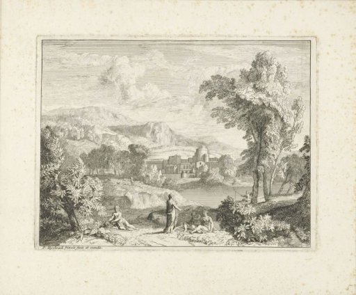 Various Figures by a River