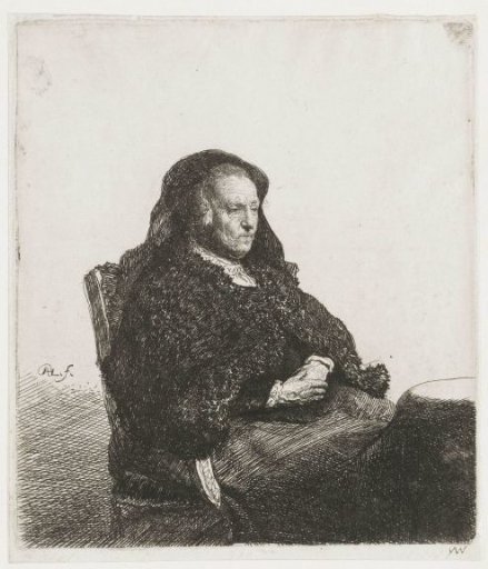 Rembrandt's mother at a table