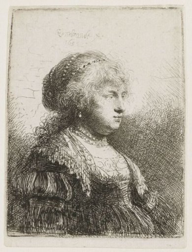 Saskia with pearls in her hair