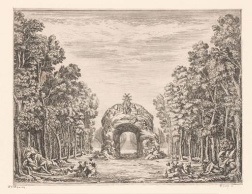 Stage decoration with a scene from the story of Peleus and Thetis at a grotto