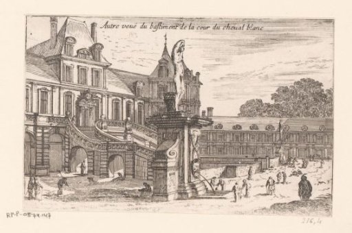 View of the Court of the White Horse and the façade of the Château of Fontainebleau
