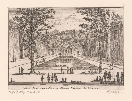 View of water feature and seventeen fountains of Rochefoucauld
