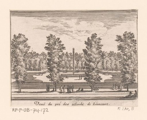View of meadow with lime trees near Rochefoucauld