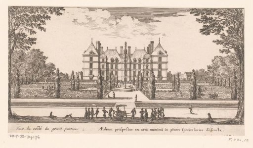 View of castle Rochefoucauld and garden with parterres
