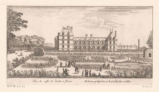 View of the flower garden of castle Rochefoucauld
