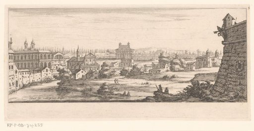 View of Rome with a plain with some people in the foreground