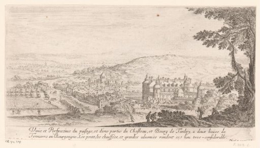 Landscape with the village of Tanlay and the castle to the right