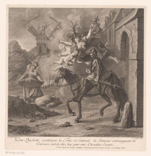 Don Quixote Leaving His Home, Accompanied by Folly, to Become a Wandering Knight