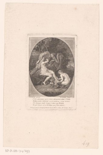 Lady bathing with handmaids