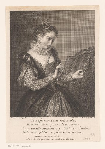 Lady Viewing the Portrait of Her Beloved