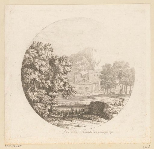 Arcadian landscape with a double cascade