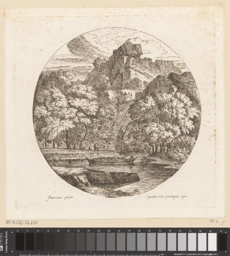 Arcadian mountain landscape with a boat on a river
