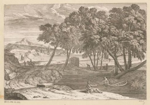Arcadian landscape with a fisherman in a boat