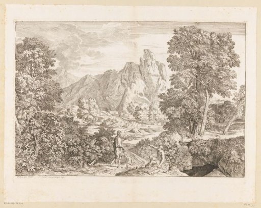 Arcadian mountain landscape with two shepherds