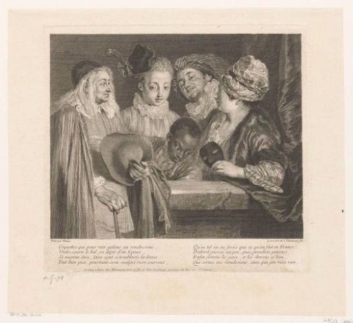 Group of five actors at a parapet