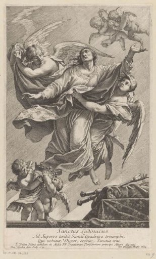Saint Louis IX carried to heaven by two angels