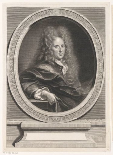 Portrait of René Antoine Houasse in oval on a pedestal