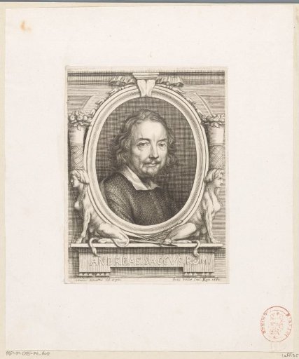 Portrait of Andrea Sacchi in an Oval Frame Supported by Sphinxes