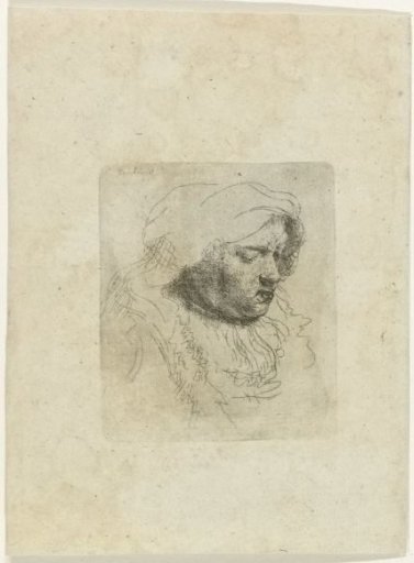 Bust of a woman with a cloth over her head