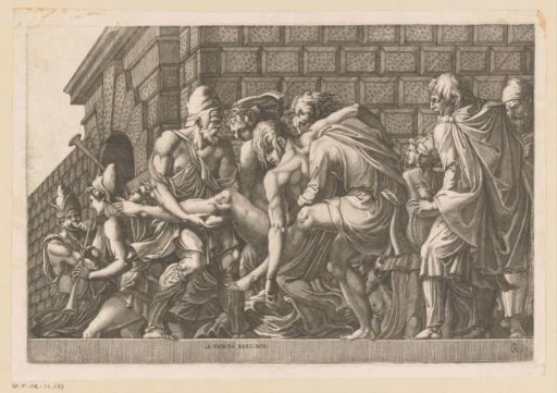 Wounded Hector carried back along the walls of Troy
