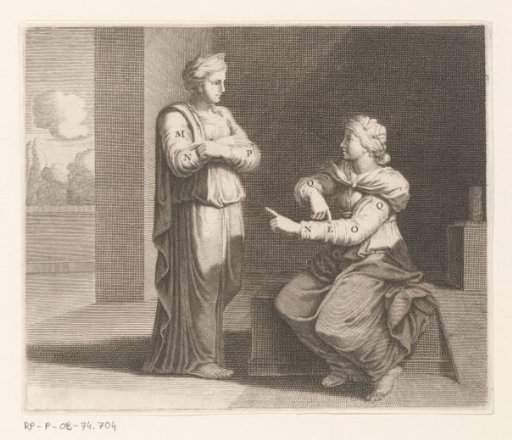 Standing and Seated Women Pointing to Parts of Their Arms