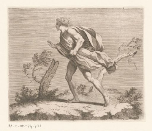 Man Walking in the Wind