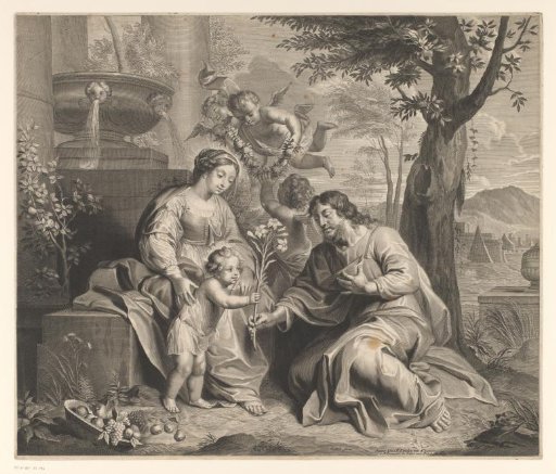 Holy Family with lily stalk and putti