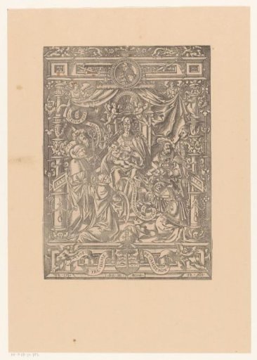 Crowned Virgin with Child, surrounded by saints