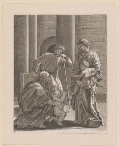 John presented by Elizabeth to Mary and Child, Joseph looking on