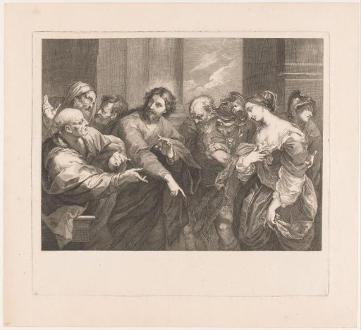 Adulterous woman brought before Christ