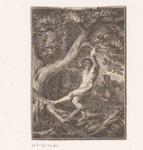 Naked soldier in a wood