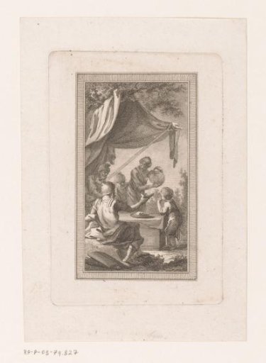 Camp with eating figures