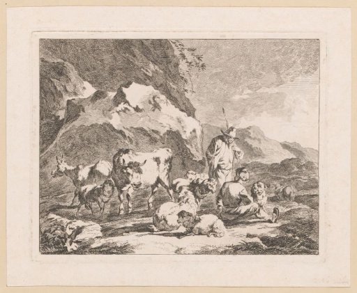 Resting Shepherds with Flock in a Landscape