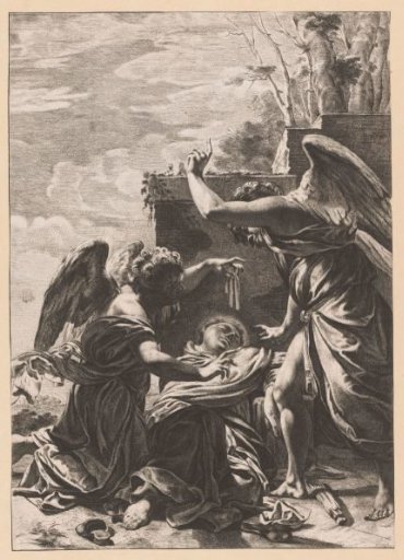 Two Angels by a Sleeping or Dead Man