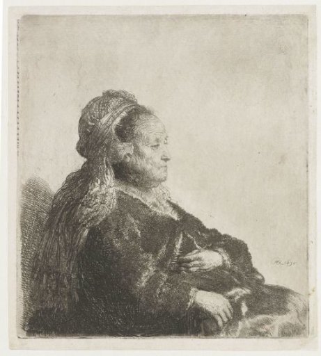 The artist's mother seated, in an oriental headdress: half length