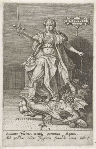 Justice (Justitia) overcomes Violence (Violentia)