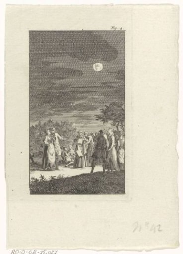 Company in the open air by moonlight