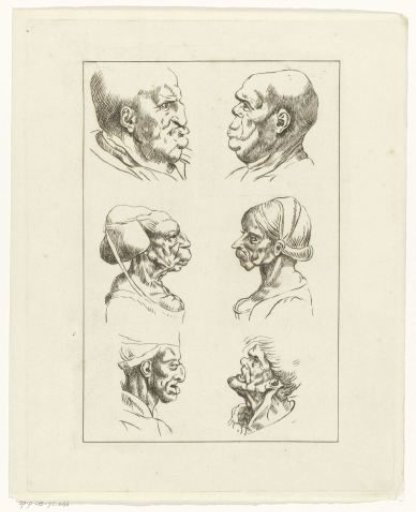 Six Grotesque Faces in Profile