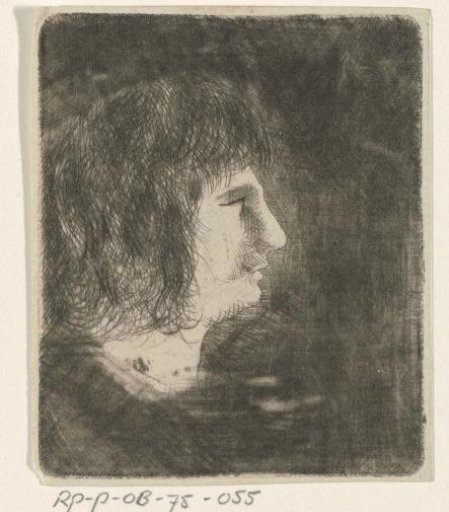Face of a Man in Profile Facing Right
