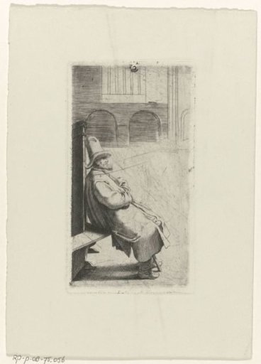 Seated Man with Hat and Long Mantle
