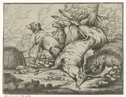 Hunting dogs with game